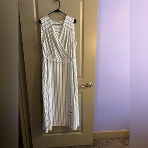 Calvin Klein white striped sleeveless dress